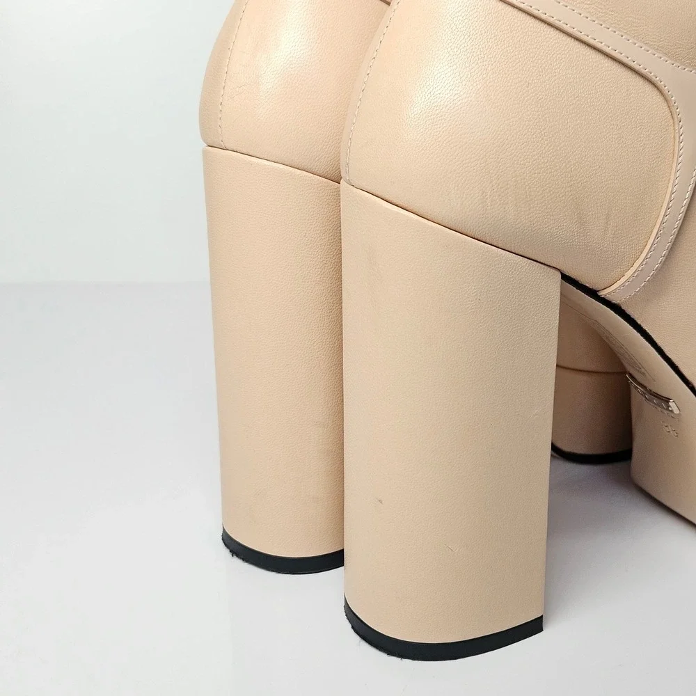 Gucci Skin Rose 627992 G Logo Tiarah Leather Platform Boots/Booties Size 38‎